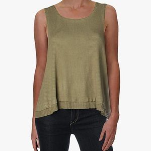 We The Free New Love Ribbed Distressed Green Moss Tank Top